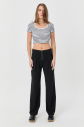 Kadın Beyaz Yumuşak Dokulu Çizgili Crop Body | 9716 - 7