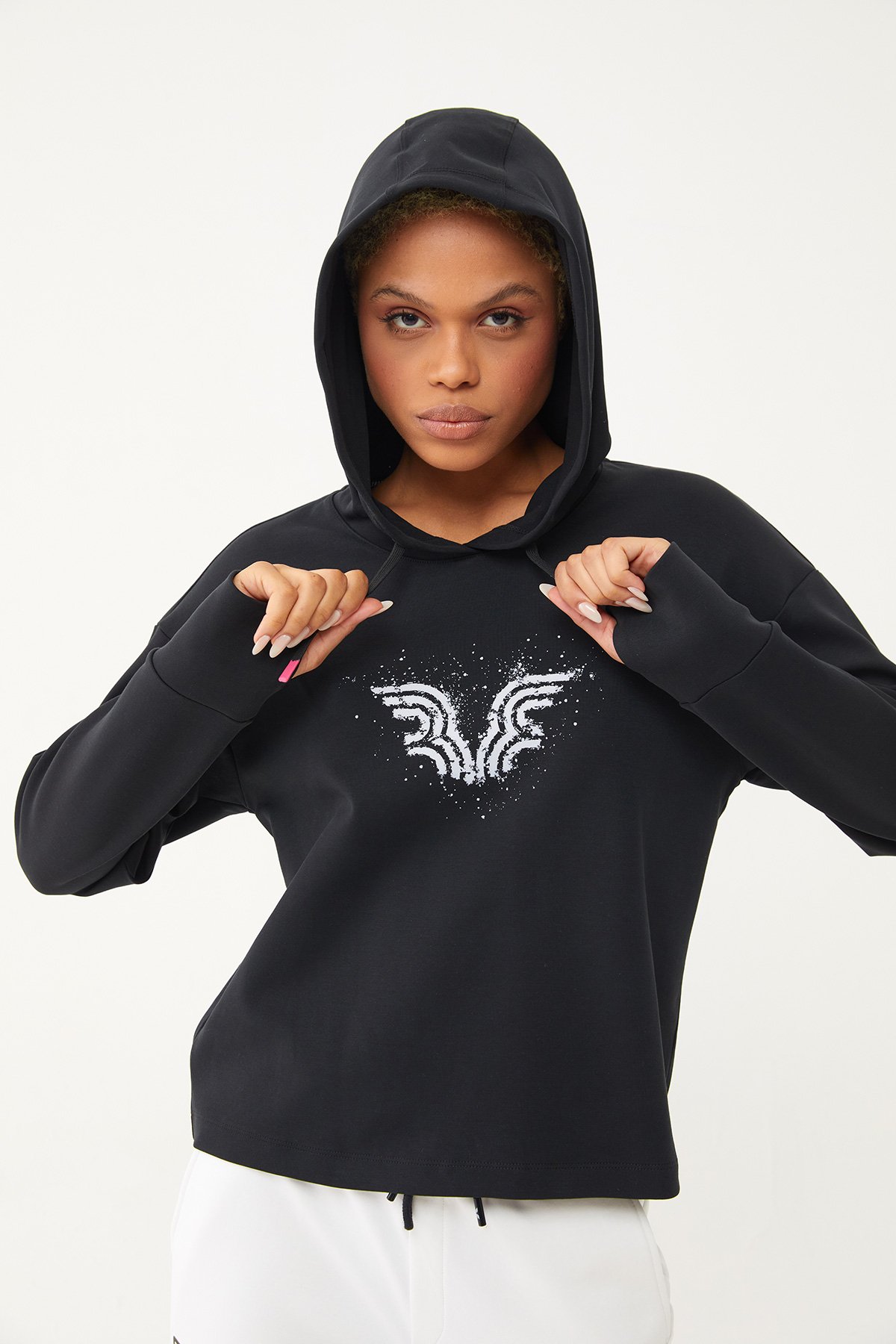 Kadın Siyah Yumuşak Dokulu Fashion Sweatshirt 1542