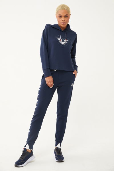 Kadın Lacivert Yumuşak Dokulu Likralı Fashion Eşofman Altı | 1589 