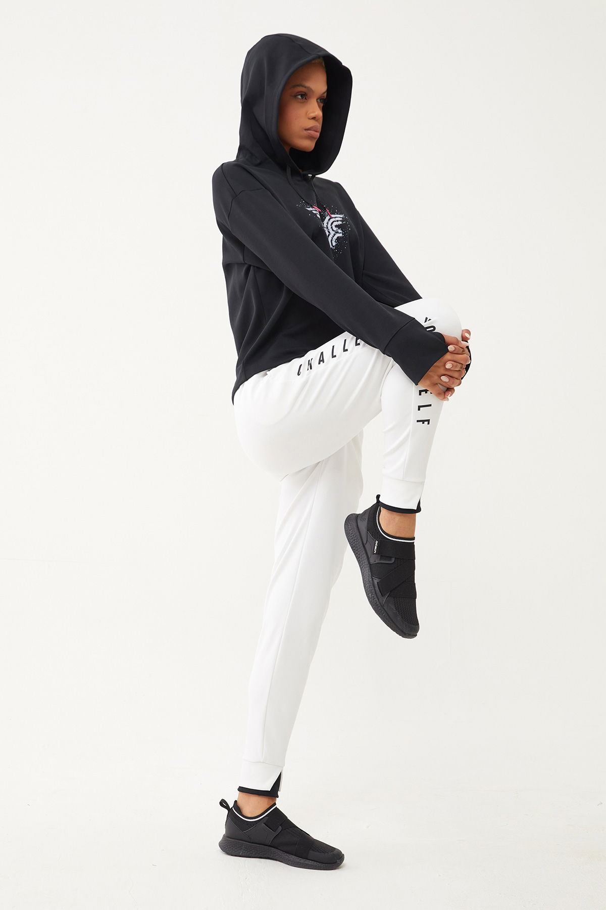 Kadın Beyaz Yumuşak Dokulu Likralı Fashion Eşofman Altı | 1589 - BİLCEE