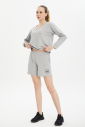 Kadın Gri Melanj Yumuşak Dokulu Alt Üst Şortlu Takım | 0736 - 9