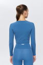 Kadın Mavi Yumuşak Fırçalı Sporcu Crop Body | 9844 - 8