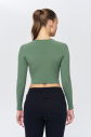 Kadın Yeşil Yumuşak Fırçalı Sporcu Crop Body | 9844 - 8