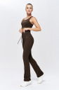 Kadın Kahve Yüksek Bel Flare Yumuşak Dokulu Tayt Pantolon | 9909 - 4