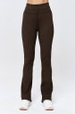Kadın Kahve Yüksek Bel Flare Yumuşak Dokulu Tayt Pantolon | 9909 - 6