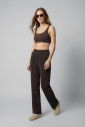 Kadın Kahverengi Yüksek Bel Fırçalı Yumuşak Bol Pantolon |4824 - 6