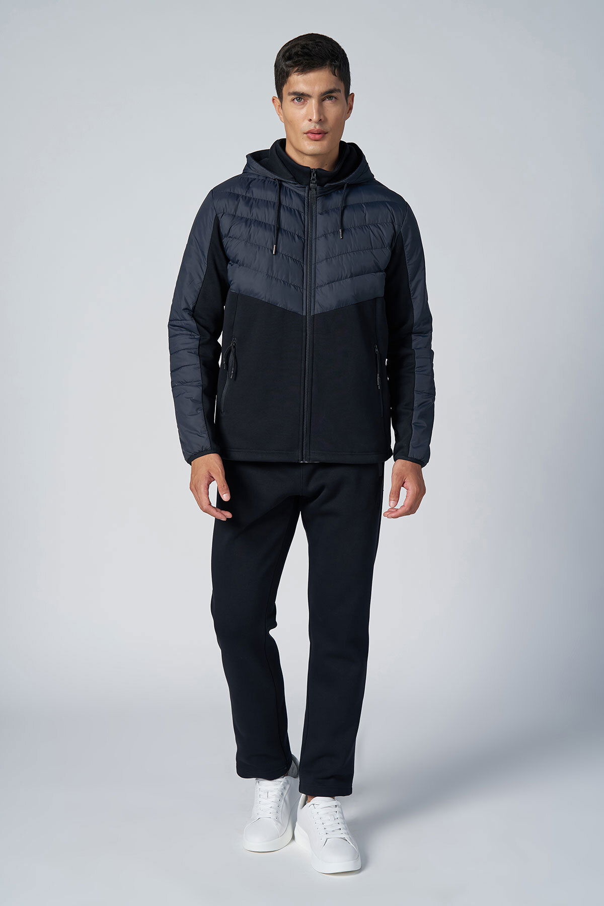 Erkek Koyu Lacivert 3 İplik Polarlı Çıkma Kapüşonlu Eşofman Takım | 4527 - BİLCEE (1)