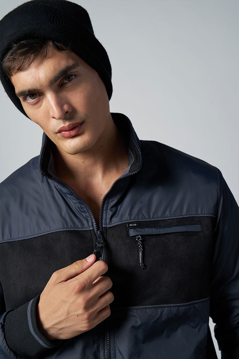 Erkek Koyu Lacivert Dokumalı 3 İplik Polarlı Süet Detaylı Eşofman Takım |4537 - BİLCEE (1)