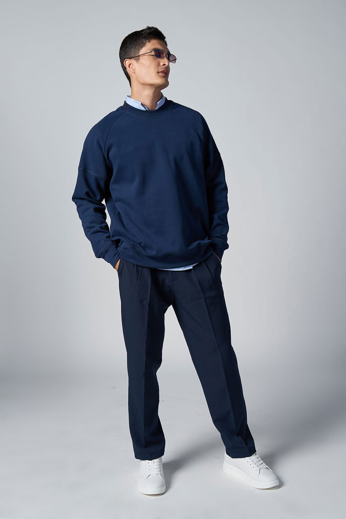  Erkek Teknolojik Kumaş Lacivert Baggy Pantolon | 4590 - BİLCEE (1)