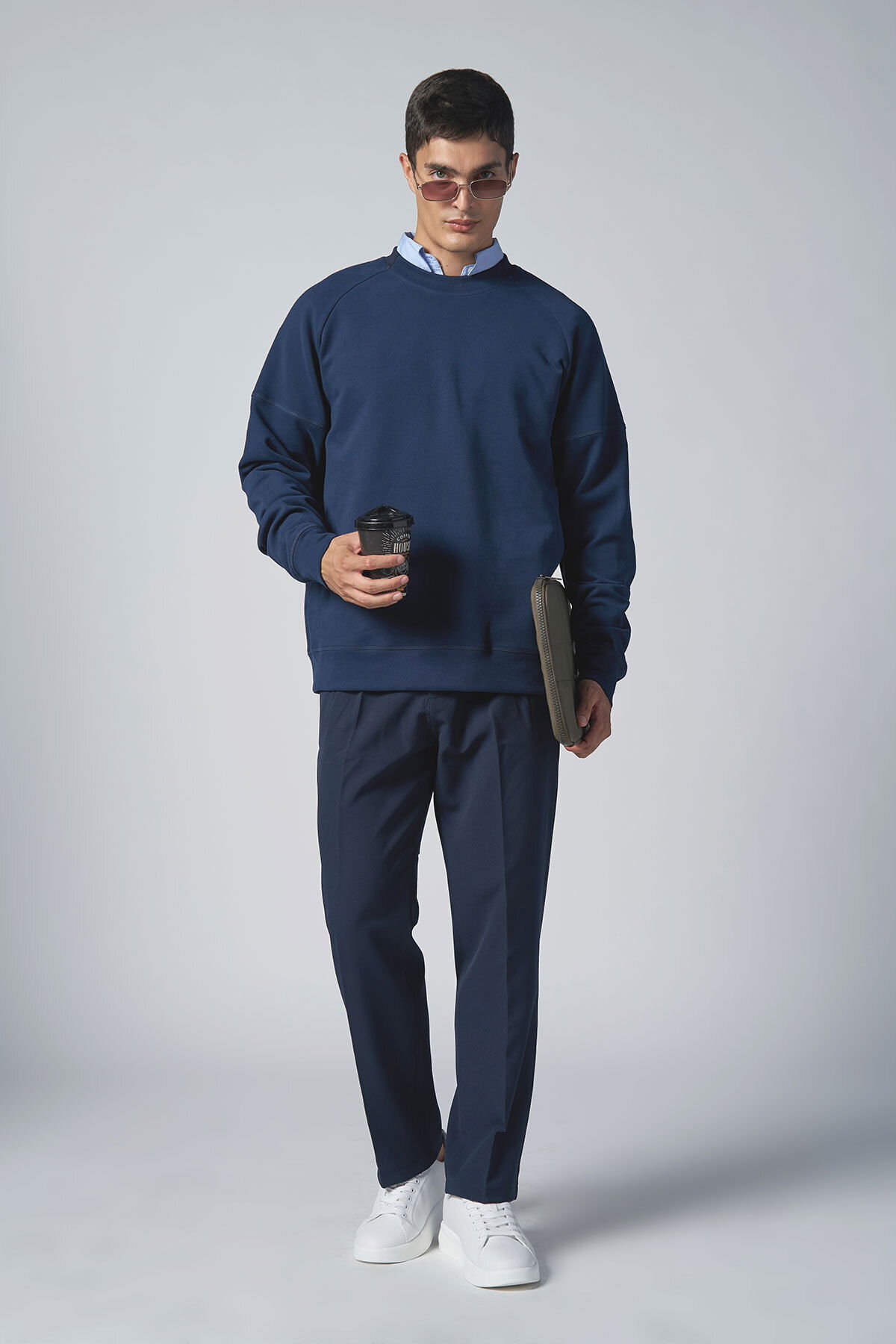  Erkek Teknolojik Kumaş Lacivert Baggy Pantolon | 4590 - BİLCEE