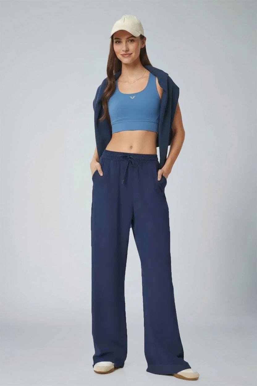 Kadın Lacivert Geniş Paça Modal Eşofman Altı|| 4804 - BİLCEE (1)