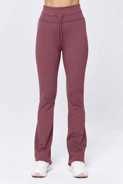 Kadın Plum Yüksek Bel Flare Yumuşak Dokulu Tayt Pantolon | 9909 