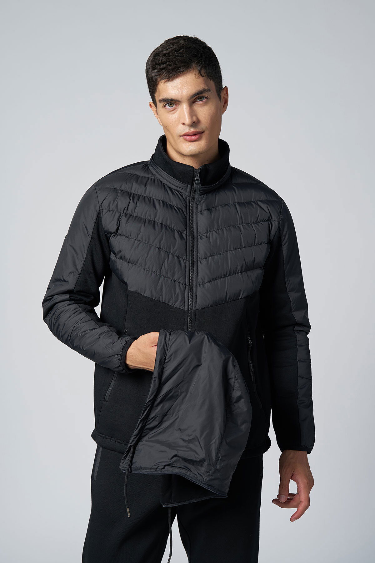  Erkek Siyah 3 İplik Polarlı Çıkma Kapüşonlu Eşofman Takım |4527 - BİLCEE