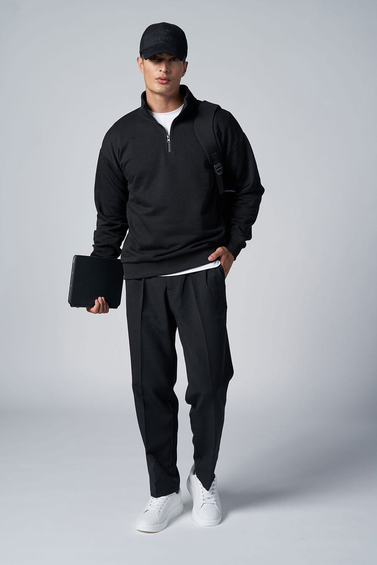  Erkek Teknolojik Kumaş Siyah Baggy Pantolon | 4590 - BİLCEE (1)