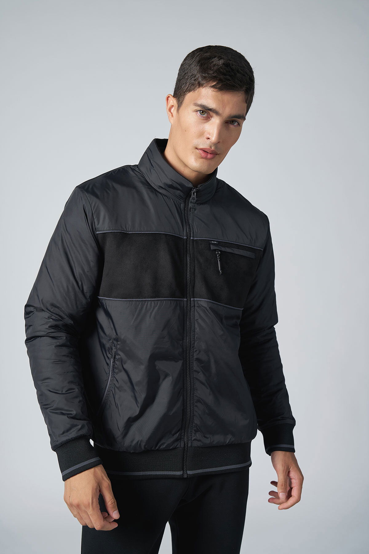 Erkek Siyah Dokumalı 3 İplik Polarlı Süet Detaylı Eşofman Takım |4537 - BİLCEE (1)