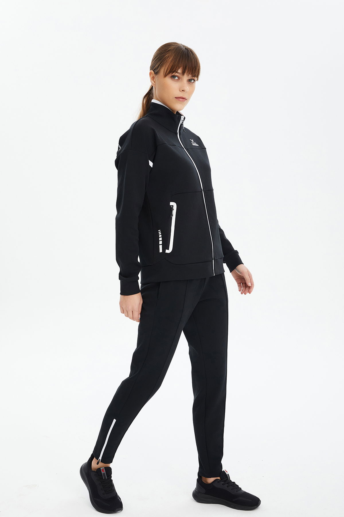 Kadın Siyah Dik Yakalı Eşofman Takımı 0693 - BİLCEE