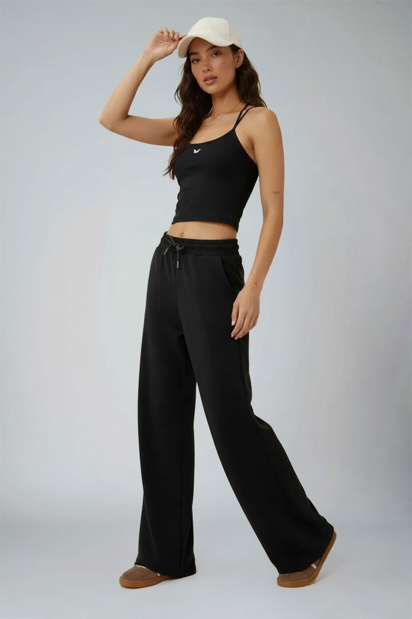 Kadın Siyah Geniş Paça Modal Eşofman Altı |4804 - BİLCEE