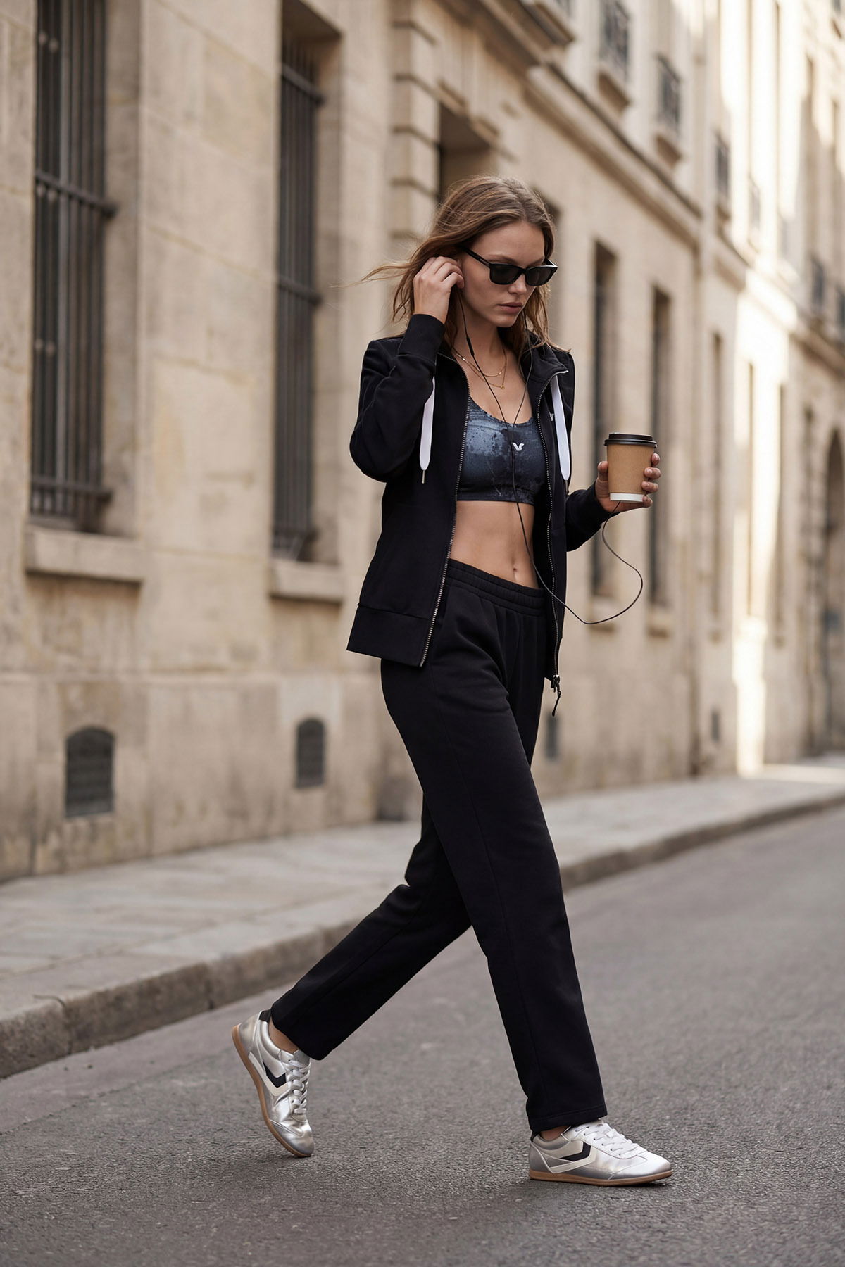 Kadın Siyah Yüksek Bel Fırçalı Yumuşak Bol Eşofman Altı |4824 - BİLCEE