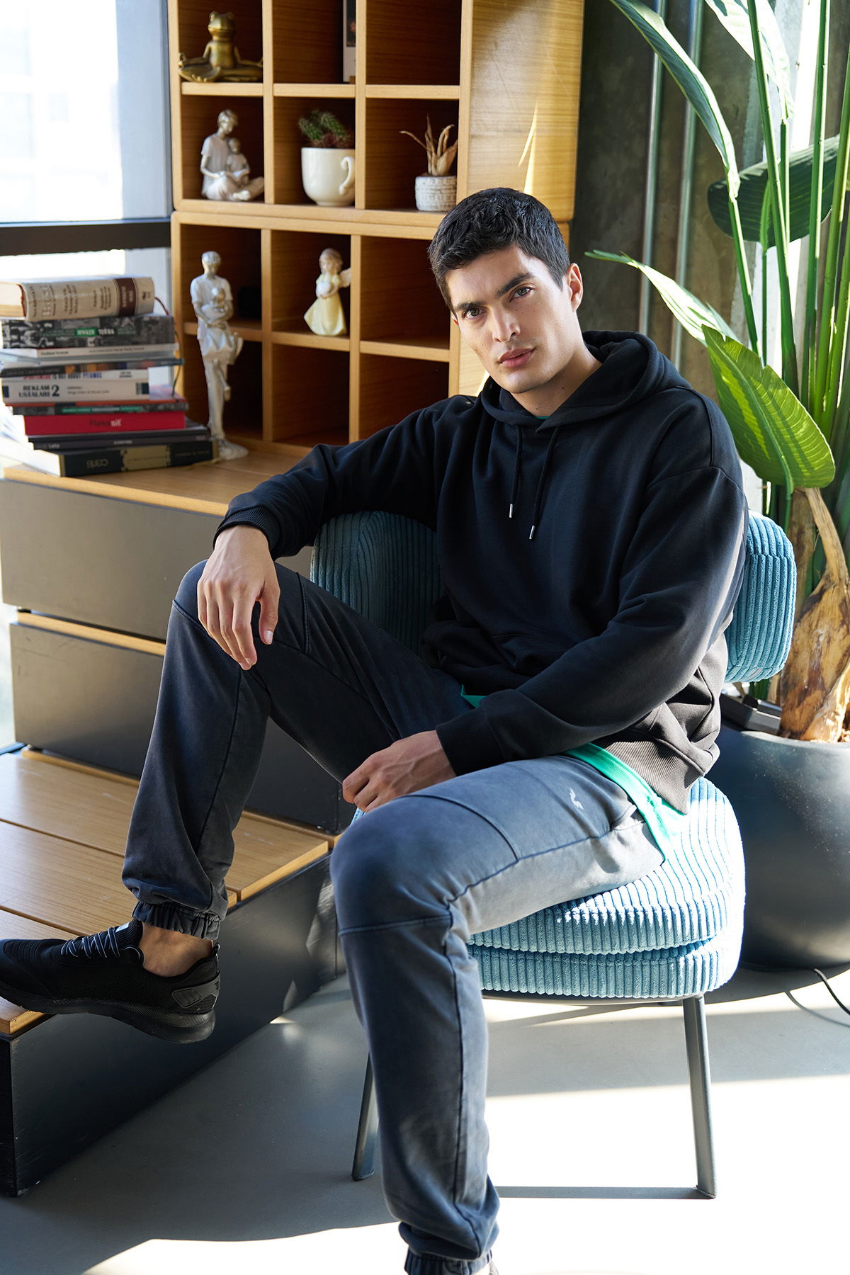 Unisex Antrasit Yıkamalı Washed Eşofman Altı | 3925 - BİLCEE