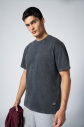 Unisex Antrasit Yıkamalı Washed Oversize Tişört | 3920 - 4