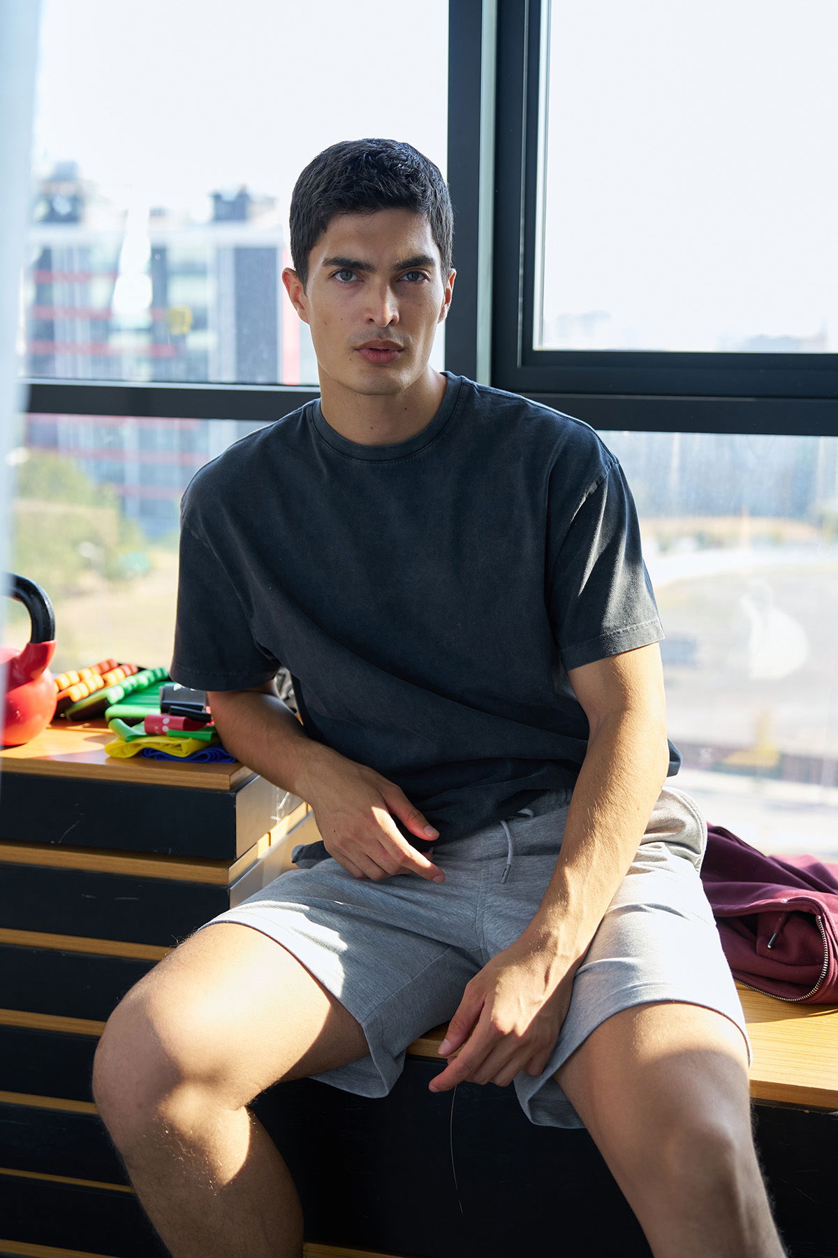 Unisex Antrasit Yıkamalı Washed Oversize Tişört | 3920 - BİLCEE (1)