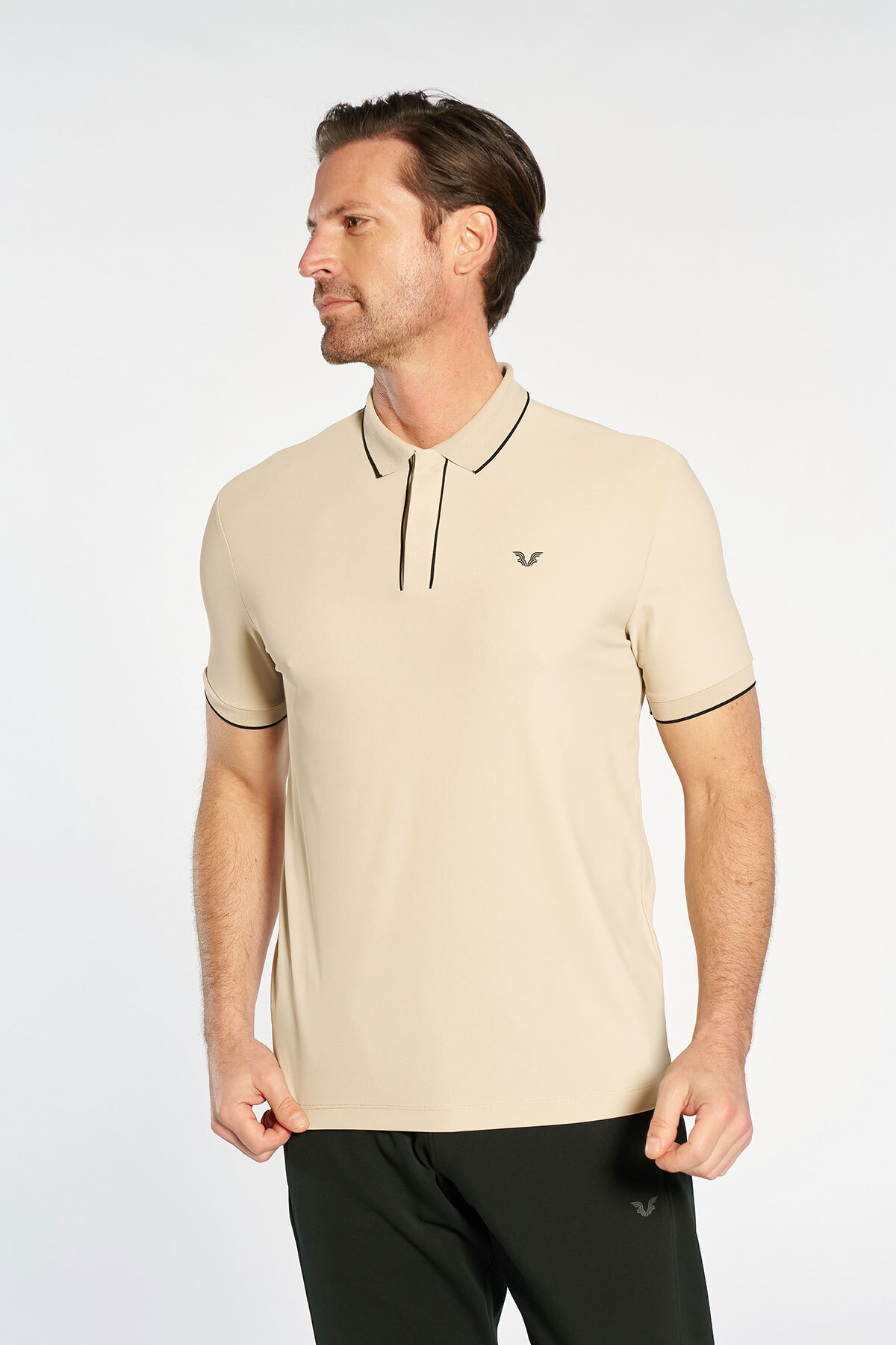 Erkek Polo Yaka Antrenman Bej Tişört | 4908 - BİLCEE (1)