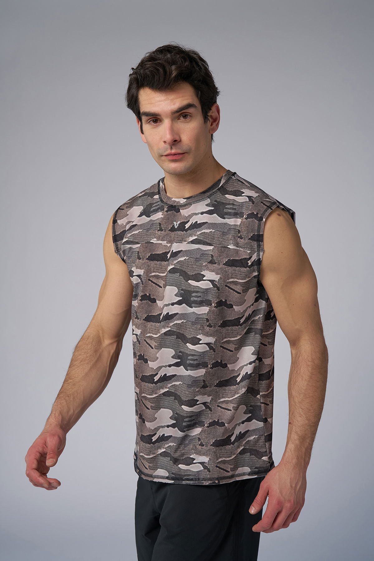 Erkek Bej Kamuflaj Derin Kollu Antrenman Atlet | 4094 - BİLCEE (1)