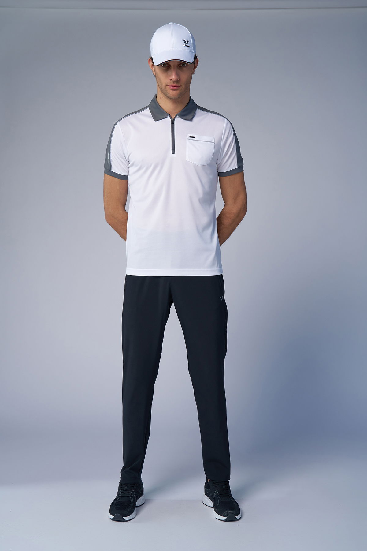 Erkek Beyaz Açık Gri Polo Yaka Tişört | 4193 - BİLCEE