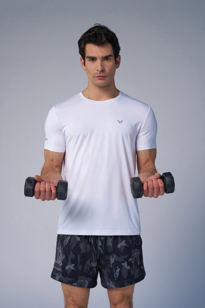 Erkek Beyaz Aktive Spor Tişört | 4185 