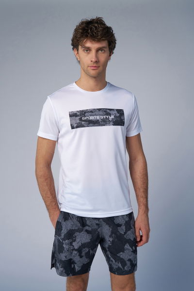 Erkek Beyaz Antrenman Tişört | 4519 