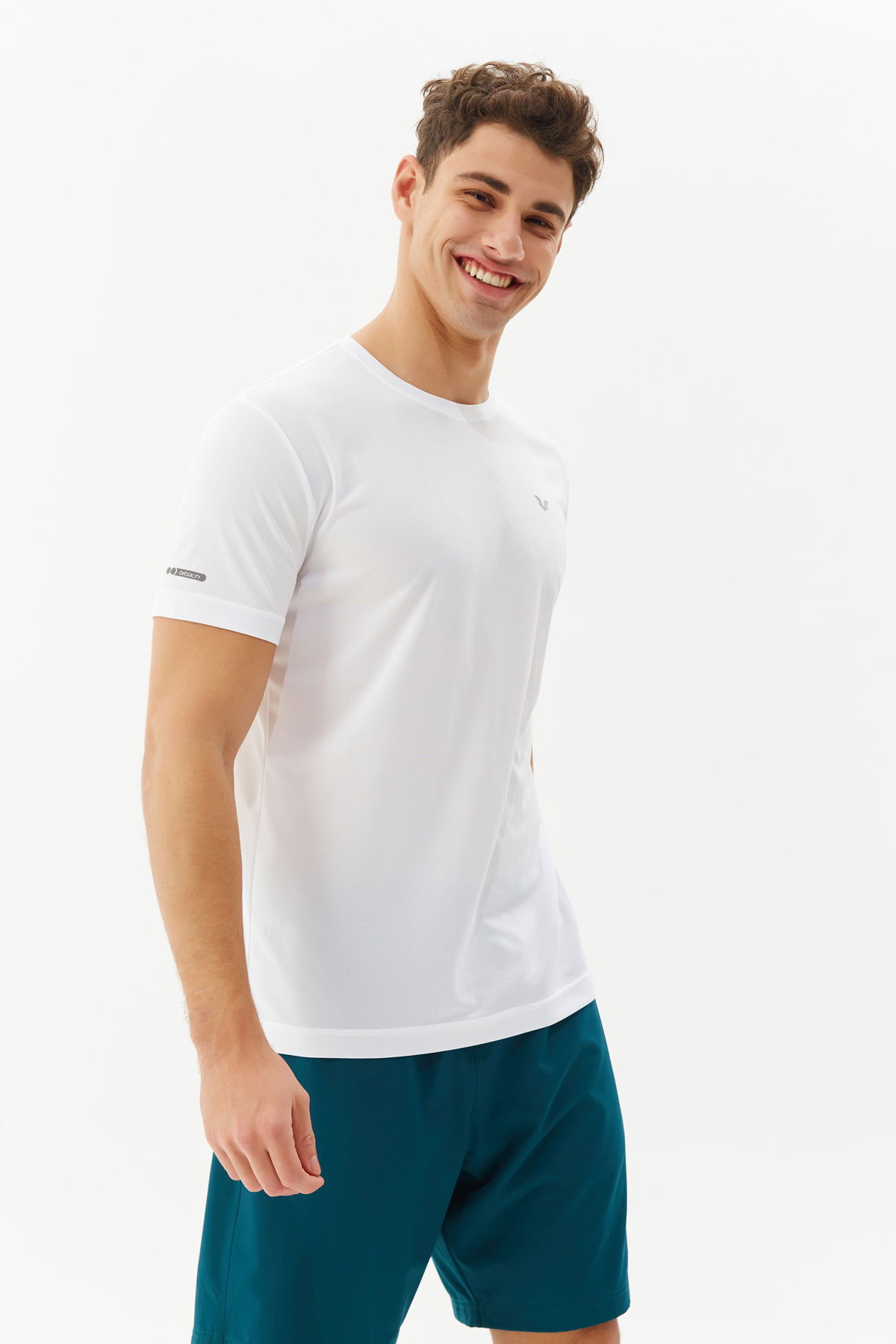 Erkek Beyaz Bisiklet Yaka Kısa Kollu Antrenman Fitness Spor Tişört | 1332 - BİLCEE (1)