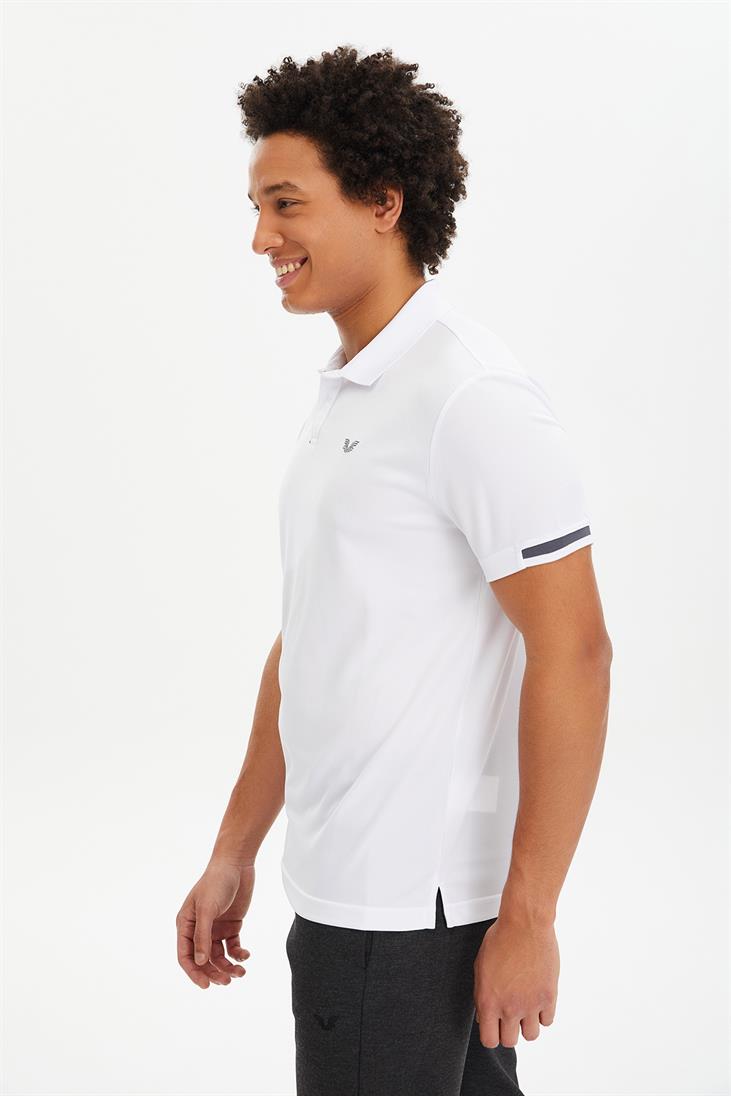 Erkek Beyaz Hızlı Kuruyan Hafif Antrenman Polo Yakalı Tişört | 0508 - BİLCEE (1)