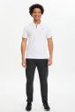 Erkek Beyaz Hızlı Kuruyan Hafif Antrenman Polo Yakalı Tişört | 0508 - 4