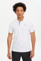 Erkek Beyaz Hızlı Kuruyan Hafif Antrenman Polo Yakalı Tişört | 0508 - 1