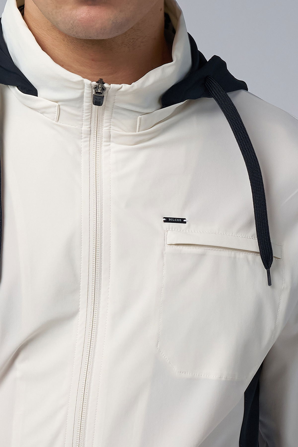 Erkek Beyaz Kapüşonlu Dokuma Eşofman Takımı | 4000 - BİLCEE (1)