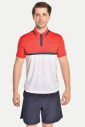 Erkek Beyaz Kırmızı Polo Yaka Antrenman Tişört | 1760 - 1