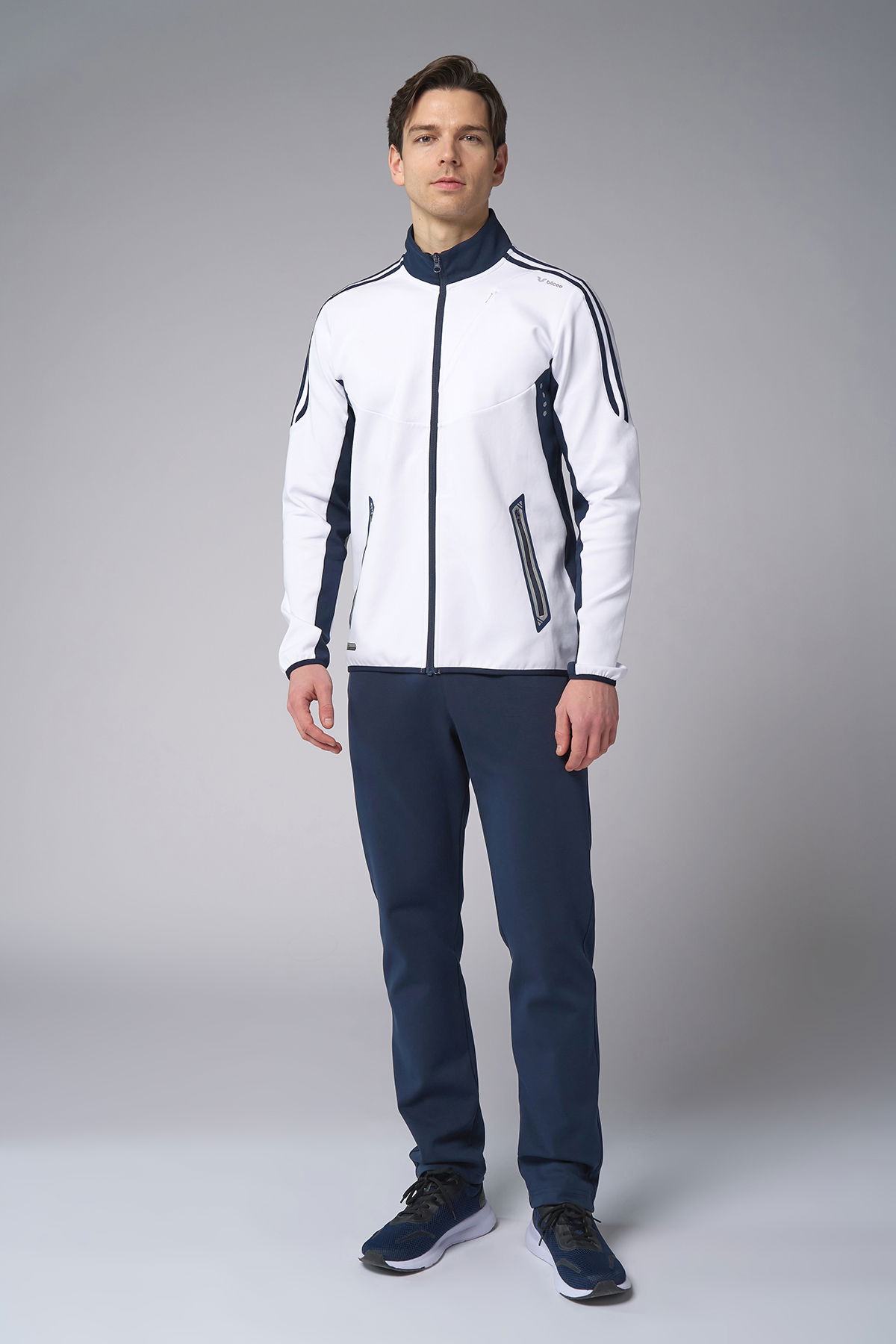 Erkek Beyaz Pamuklu Dik Yakalı Eşofman Takımı | 3960 - BİLCEE