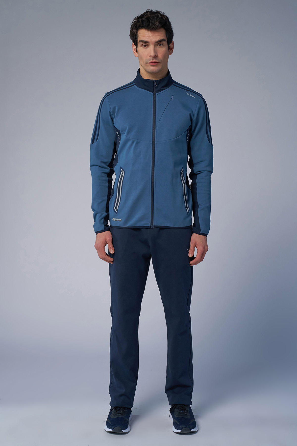 Erkek Koyu Mavi Pamuklu Dik Yakalı Eşofman Takımı | 3960 - BİLCEE