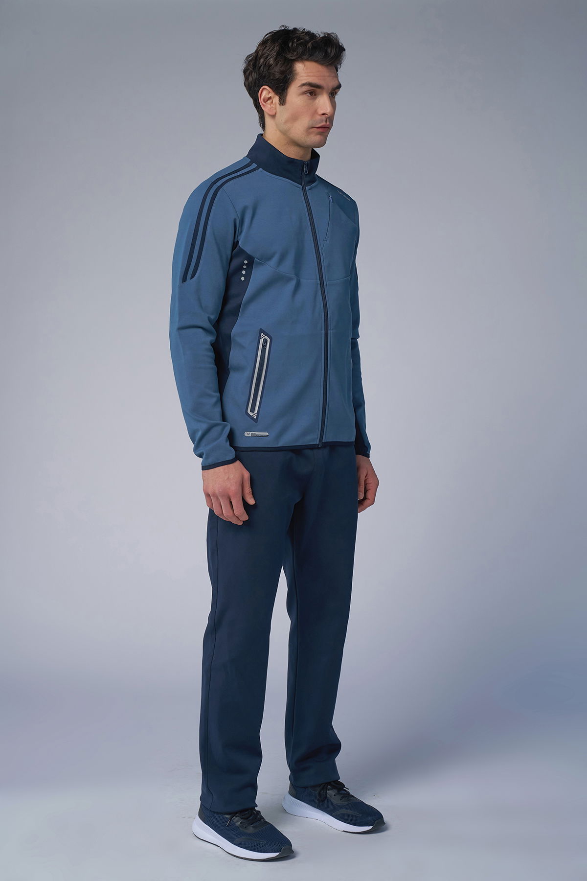 Erkek Koyu Mavi Pamuklu Dik Yakalı Eşofman Takımı | 3960 - BİLCEE (1)