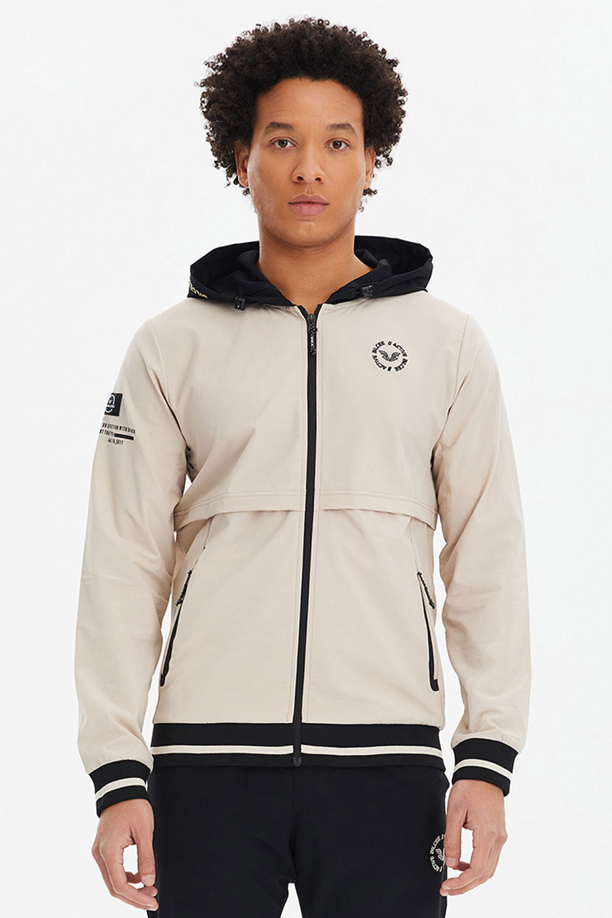 Erkek Krem Kapüşonlu Dokuma Eşofman Üstü | 2008 - BİLCEE