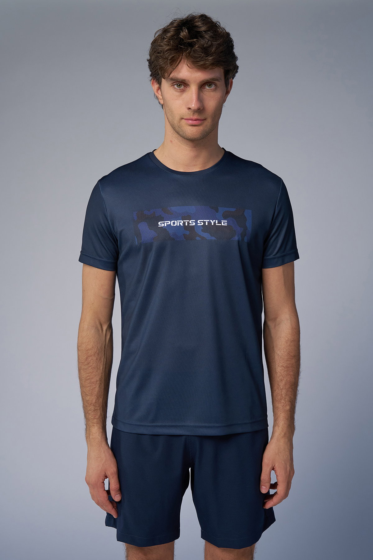 Erkek Lacivert Antrenman Tişört | 4519 - BİLCEE (1)