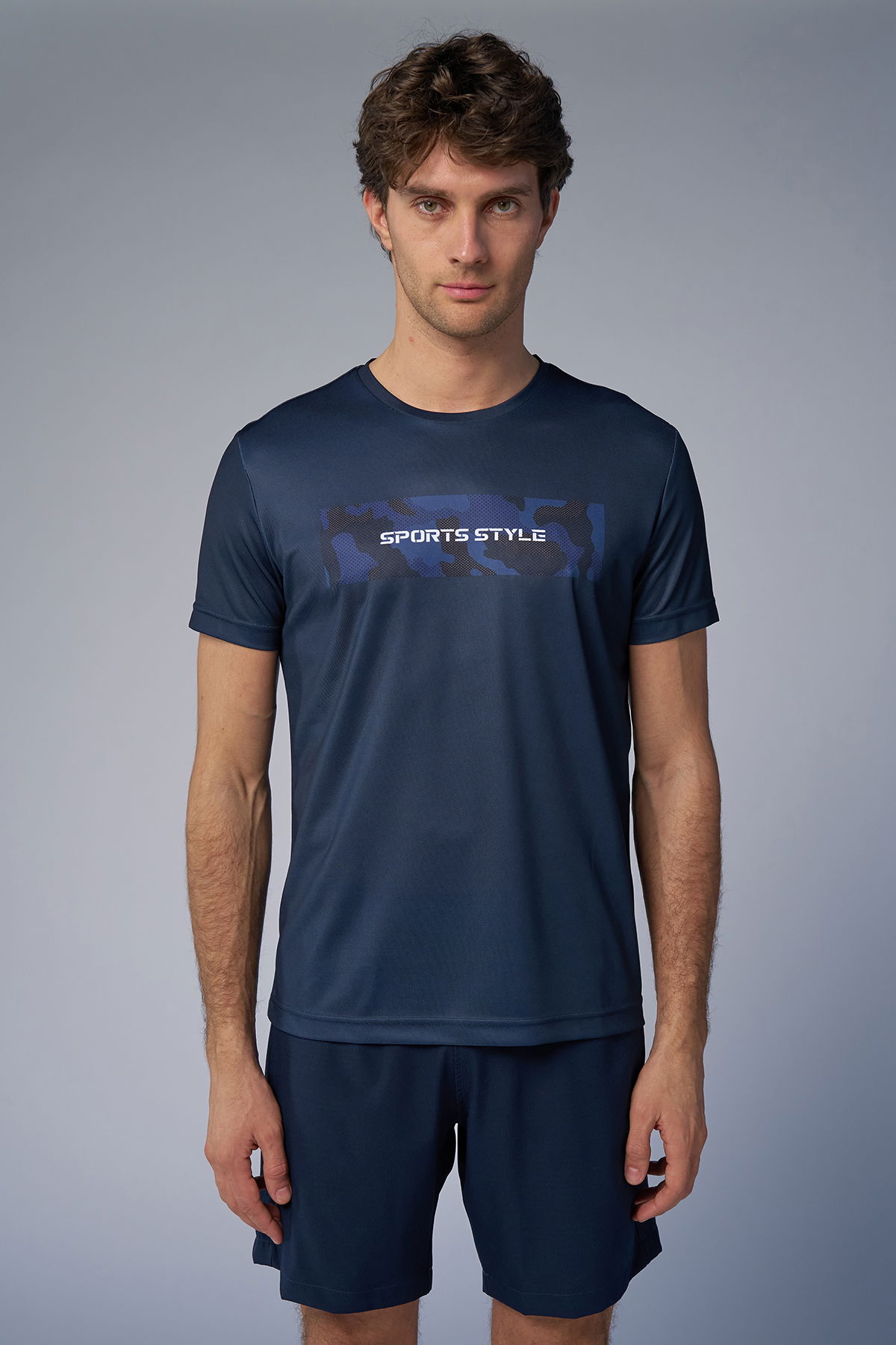 Erkek Lacivert Antrenman Tişört | 4519 - BİLCEE (1)