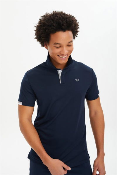 Erkek Lacivert Hızlı Kuruyan Hafif Antrenman Polo Yakalı Tişört | 0508 
