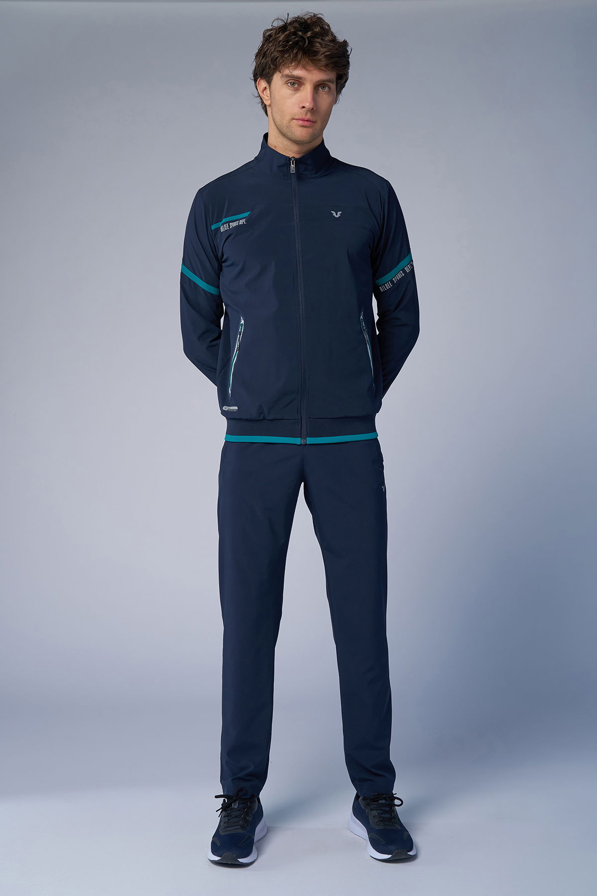 Erkek Lacivert İnce Hafif Dik Yakalı Eşofman Takımı | 3956 - BİLCEE (1)