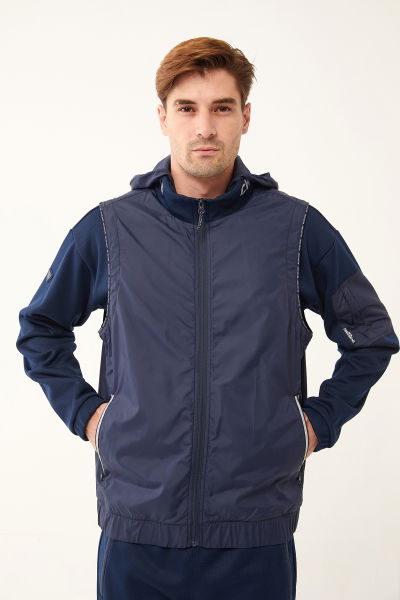 Erkek Lacivert Yelekli Fashion İçi Polarlı Eşofman Üstü | 2010 