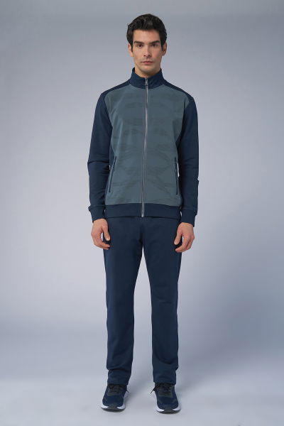 Erkek Mavi Dik Yakalı Pamuk Eşofman Takımı | 4007 