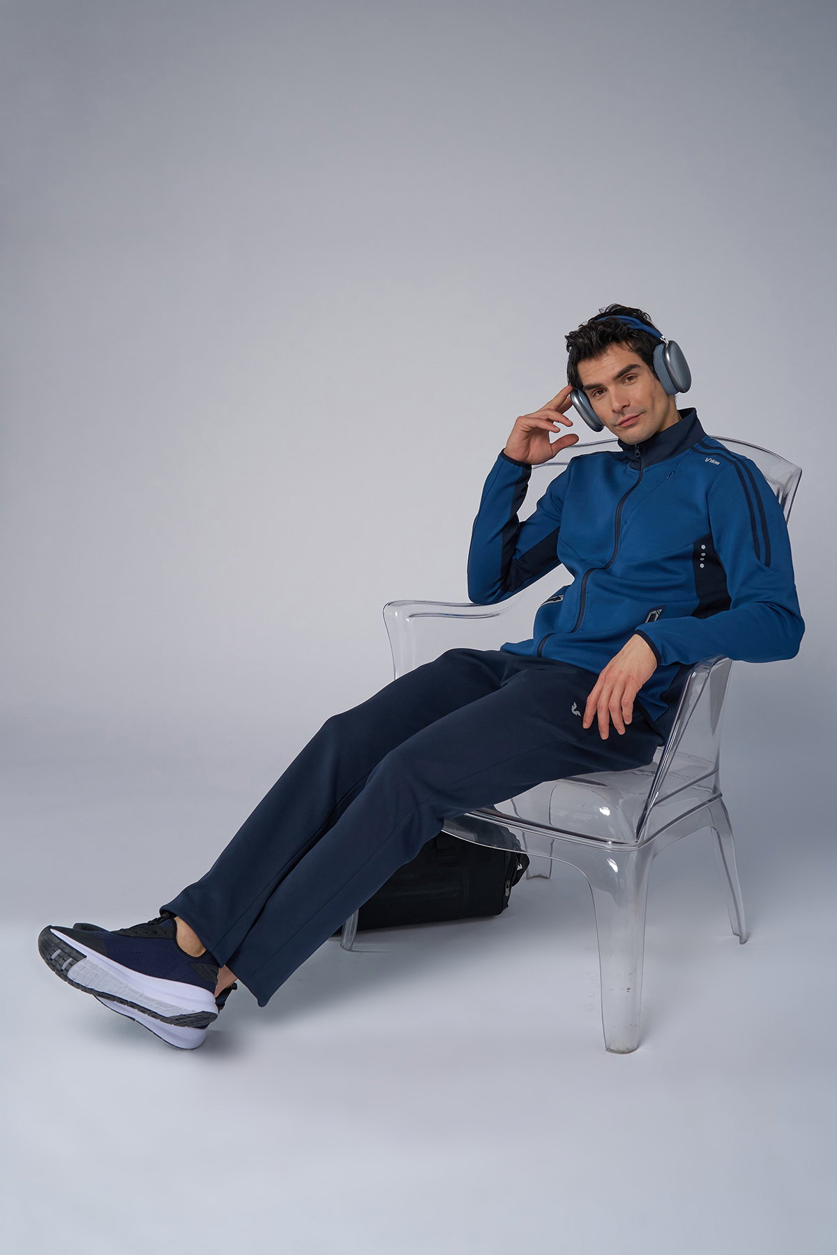 Erkek Mavi Pamuklu Dik Yakalı Eşofman Takımı | 3960 - BİLCEE (1)