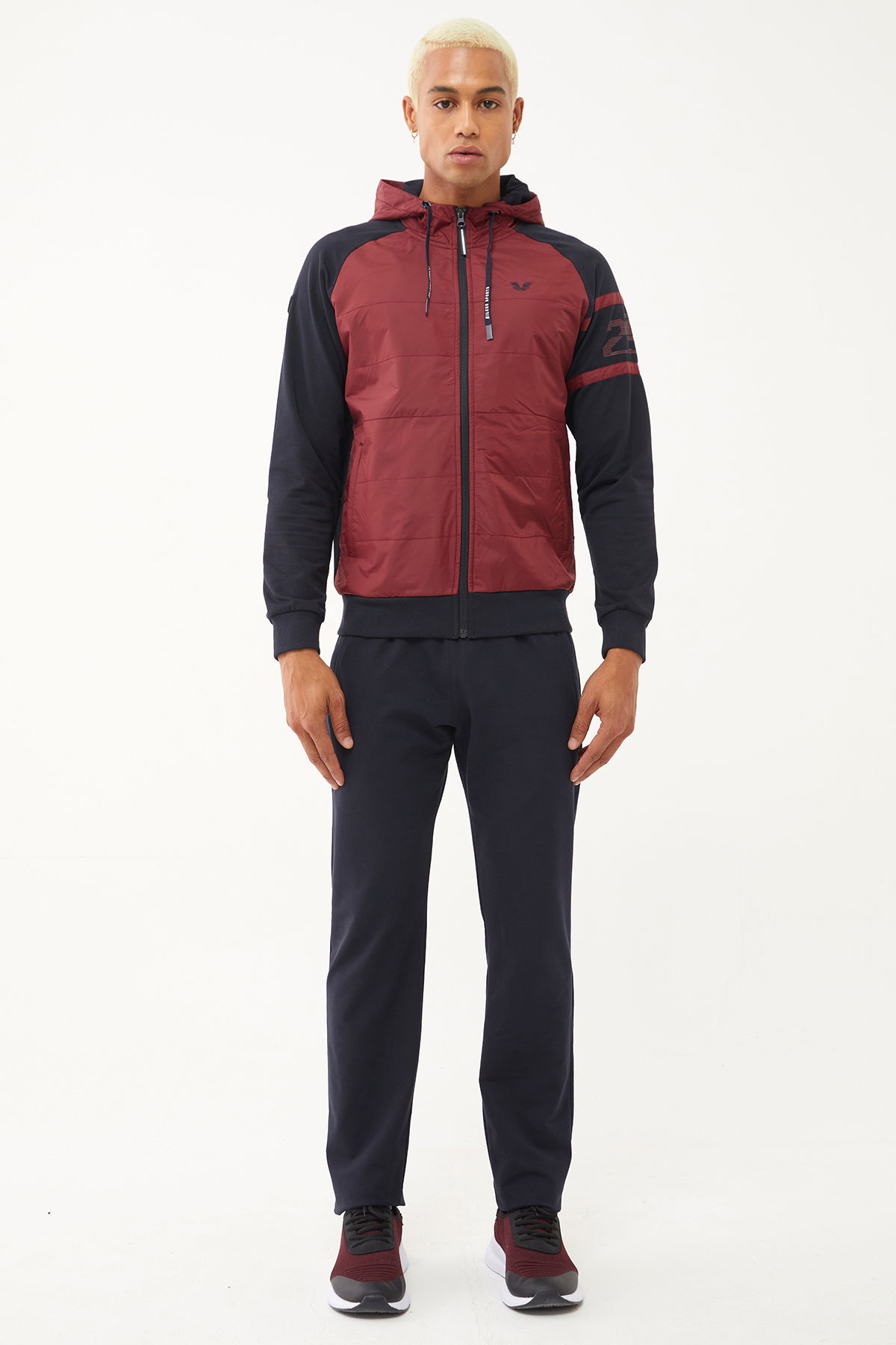 Erkek Rumba Pamuk ve Dokumalı Kapşonlu Örme Eşofman Takım 1571 - BİLCEE