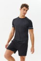Erkek Siyah İnce Kumaş Hızlı Kuruyan Fitness Antrenman Sporcu Tişört | 9668 - 8