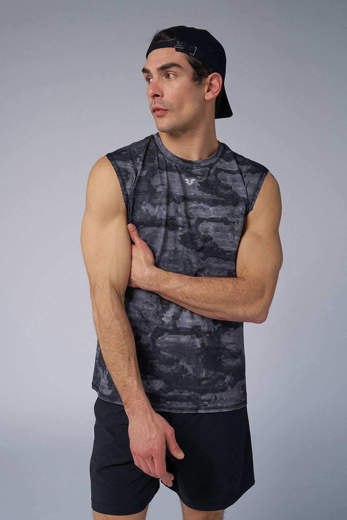 Erkek Siyah Kamuflaj Derin Kollu Antrenman Atlet | 4094 - BİLCEE (1)